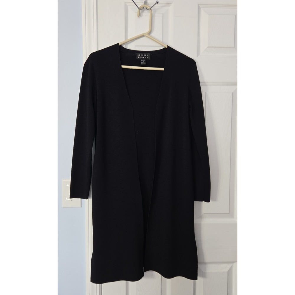 Spencer Jeremy‎ Womans Extra Long Cardigan Sweater Size 6. Black Long Sleeves